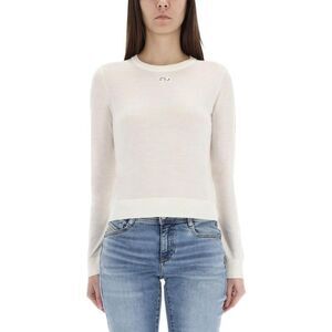 DIESEL Women's Distressed Knit Crew Neck Sweater Women WHITE Sweaters & Knitwear
